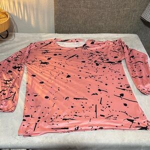Pink and Black Abstract Long Sleeve Top NWOT